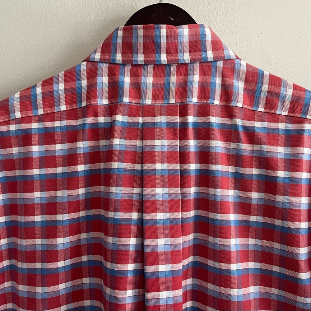 Brooks Brothers Men's XL Red White & Blue Check Plaid Button Down Short Sleeve - Picture 6 of 8